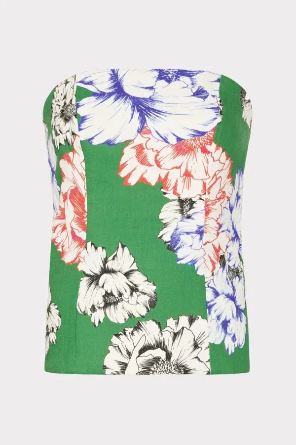 aiden_petals_in_bloom_str_0-1.webp Tops-MILLY Aiden Petals In Bloom Strapless Top Green Multi