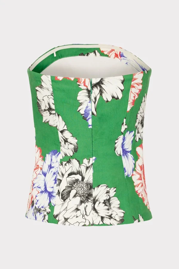 Jumpsuits & Rompers-MILLY Aiden Petals In Bloom Strapless Top Green Multi