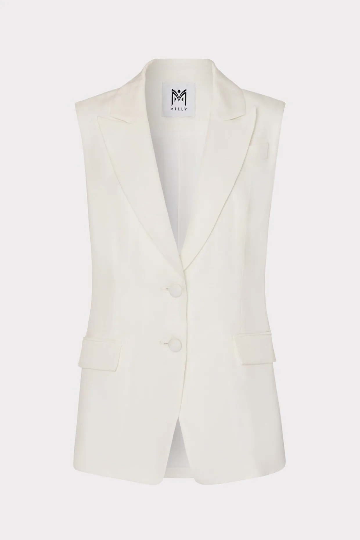 alba_sleeveless_blazer_0.webp Coats & Jackets-MILLY Alba Sleeveless Blazer White