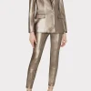 Blazers-MILLY Alexa Vegan Leather Blazer Silver