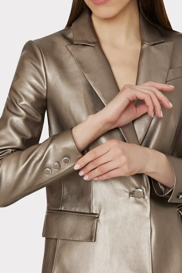 alexa_vegan_leather_blaze_2.webp Coats & Jackets-MILLY Alexa Vegan Leather Blazer Silver