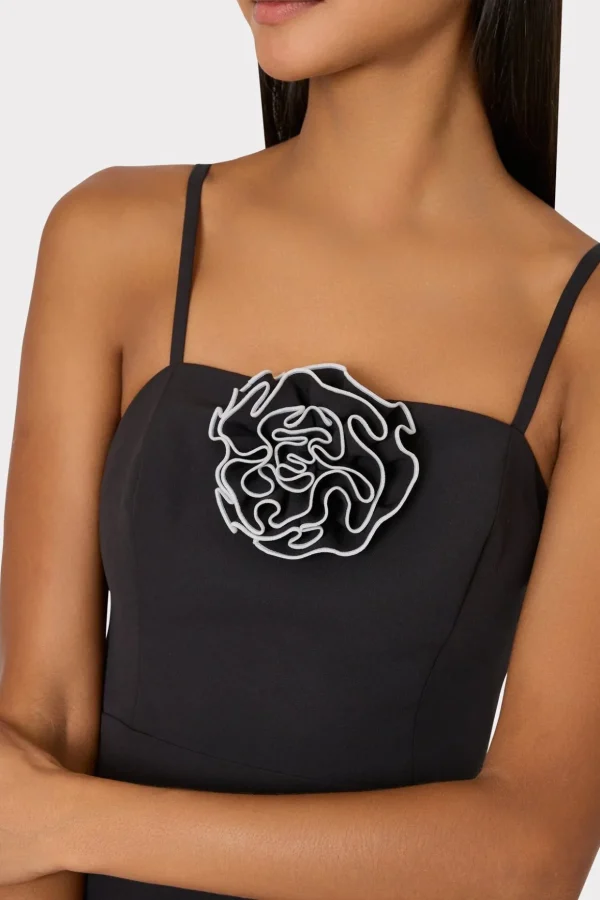allison_d_rosette_cady_mi_2-2.webp Cocktail Dresses-MILLY Allison 3D Rosette Cady Midi Dress Black