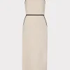 Guest Of Dresses-MILLY Amara Linen Contrast Midi Dress Natural