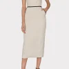 Guest Of Dresses-MILLY Amara Linen Contrast Midi Dress Natural
