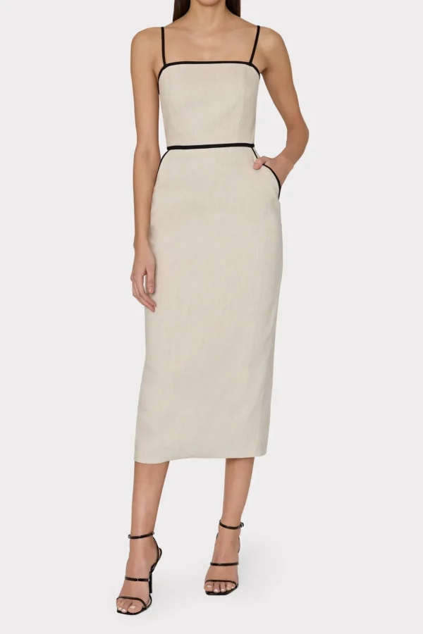 amara_linen_contrast_midi_1-2.webp Cocktail Dresses-MILLY Amara Linen Contrast Midi Dress Natural