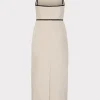 Guest Of Dresses-MILLY Amara Linen Contrast Midi Dress Natural