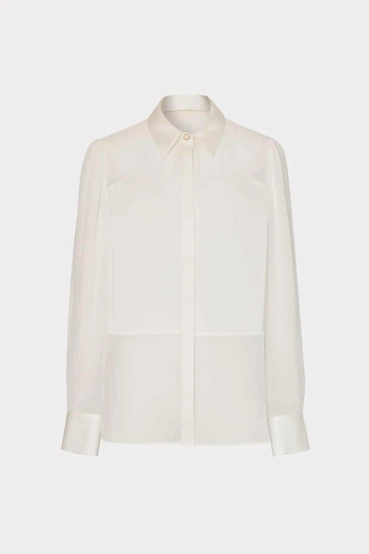 Jumpsuits & Rompers-MILLY Andy Satin Combo Button Up Blouse White