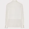 Jumpsuits & Rompers-MILLY Andy Satin Combo Button Up Blouse White