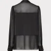 Jumpsuits & Rompers-MILLY Andy Satin Combo Button Up Blouse Black