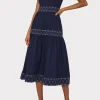 Day Dresses-MILLY Annette Poplin Midi Dress Navy
