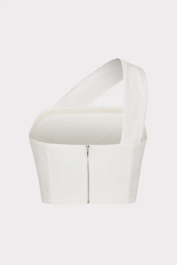 Jumpsuits & Rompers-MILLY Arantza Draped One Shoulder Top White