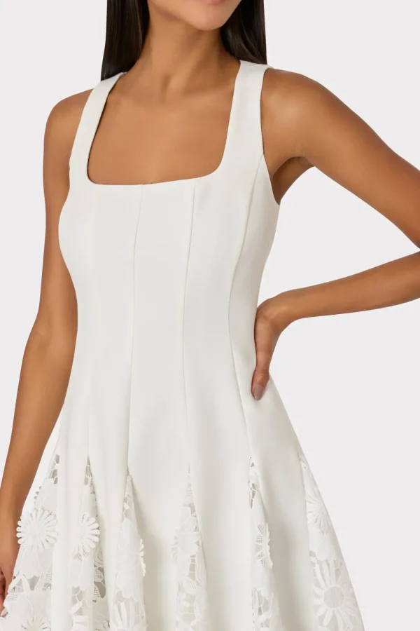 Jumpsuits & Rompers-MILLY Ariel Cady 3D Lace Combo Dress Ecru
