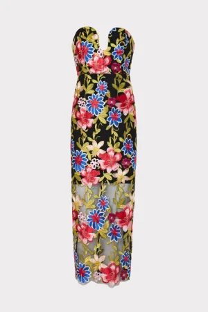 Evening Gowns-MILLY Artem Spanish Garden Embroidery Dress Red Multi