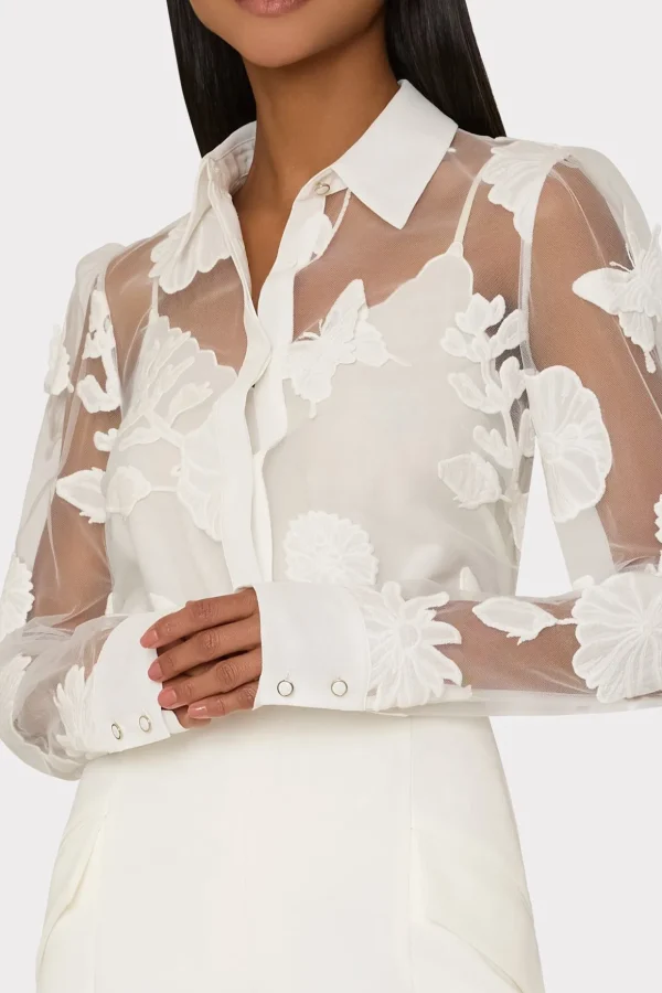 ashley_d_butterfly_embroi_2.webp Jumpsuits & Rompers-MILLY Ashley 3D Butterfly Embroidery Blouse White