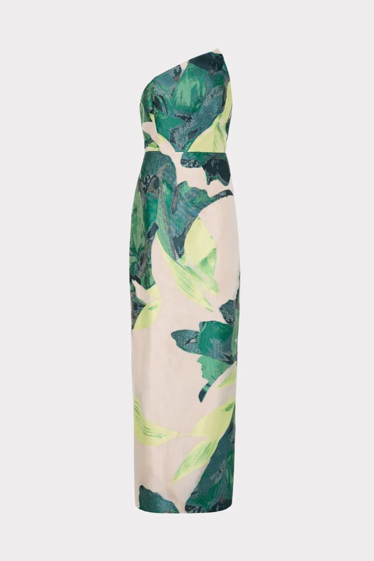 Jumpsuits & Rompers-MILLY Asymetrical Tropical Forest Jacquard Midi Dress Green Multi