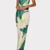 Cocktail Dresses-MILLY Asymetrical Tropical Forest Jacquard Midi Dress Green Multi