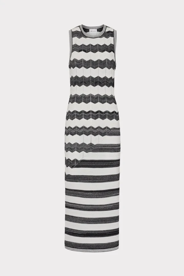 asymetrical_zig_zag_midi__0.webp Jumpsuits & Rompers-MILLY Asymetrical Zig Zag Midi Dress Black/Ecru