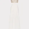 Cover-Ups-MILLY Atalia Mirrored Embroidery Maxi Cover-Up Dress White/Gold