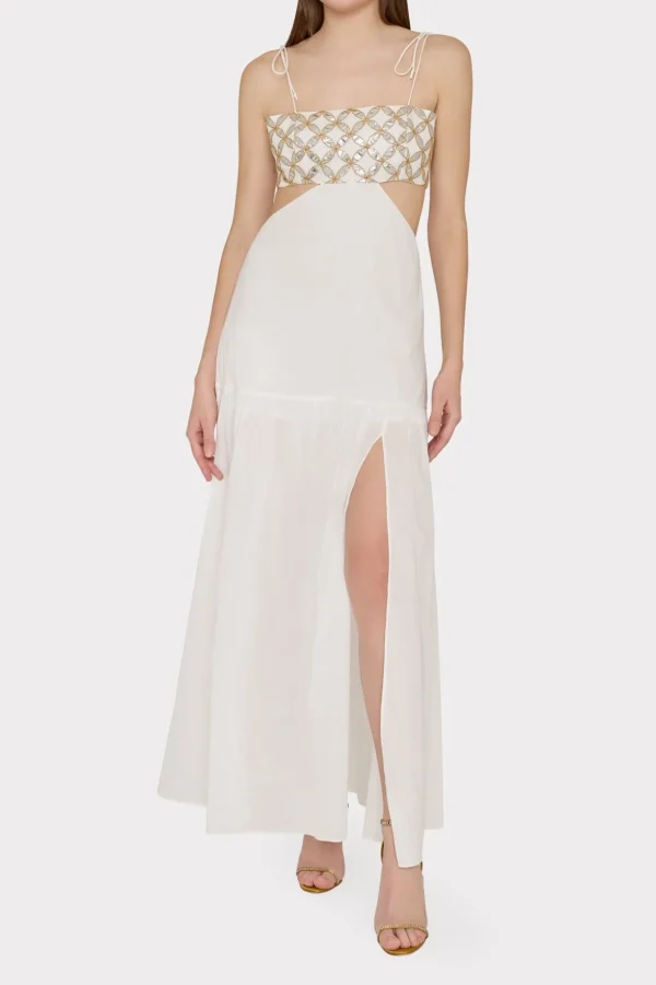 atalia_mirrored_embroider_1-1.webp Jumpsuits & Rompers-MILLY Atalia Mirrored Embroidery Maxi Cover-Up Dress White/Gold