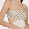 Cover-Ups-MILLY Atalia Mirrored Embroidery Maxi Cover-Up Dress White/Gold