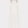 Cover-Ups-MILLY Atalia Mirrored Embroidery Maxi Cover-Up Dress White/Gold