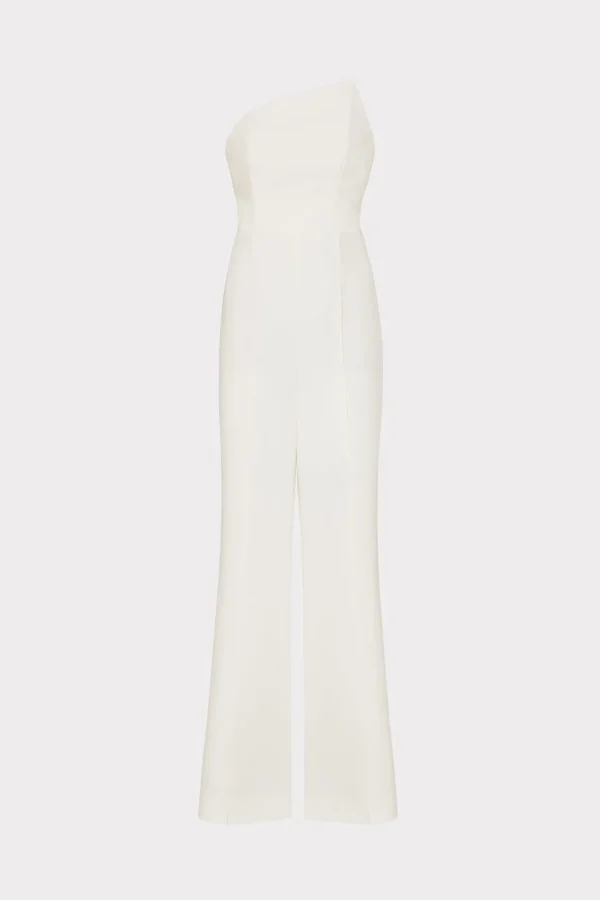 Jumpsuits & Rompers-MILLY Atlas Cady One Shoulder Jumpsuit Ecru