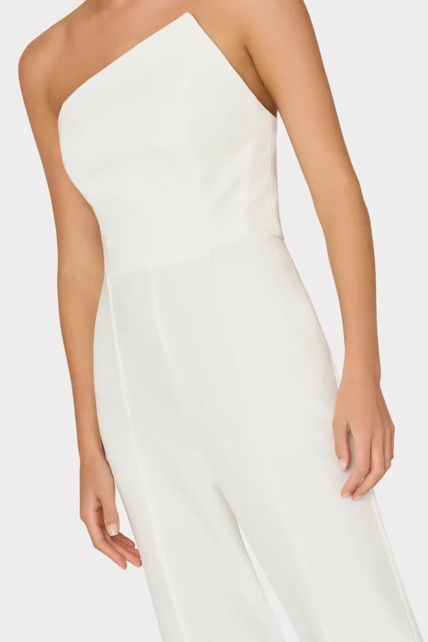 Jumpsuits & Rompers-MILLY Atlas Cady One Shoulder Jumpsuit Ecru