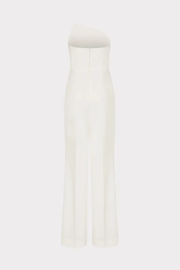 Jumpsuits & Rompers-MILLY Atlas Cady One Shoulder Jumpsuit Ecru