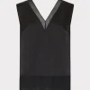 Jumpsuits & Rompers-MILLY Avianna Satin Sleeveless Top Black