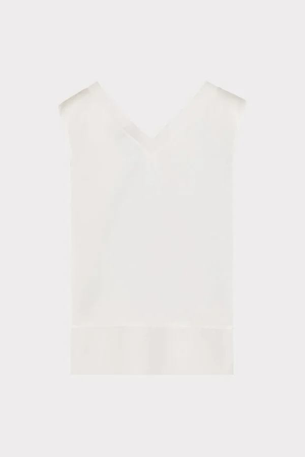 Jumpsuits & Rompers-MILLY Avianna Satin Sleeveless Top White