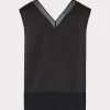 Jumpsuits & Rompers-MILLY Avianna Satin Sleeveless Top Black