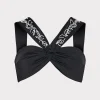 Jumpsuits & Rompers-MILLY Beaded Applique Shoulder Draped Bikini Top Black