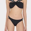 Jumpsuits & Rompers-MILLY Beaded Applique Shoulder Draped Bikini Top Black