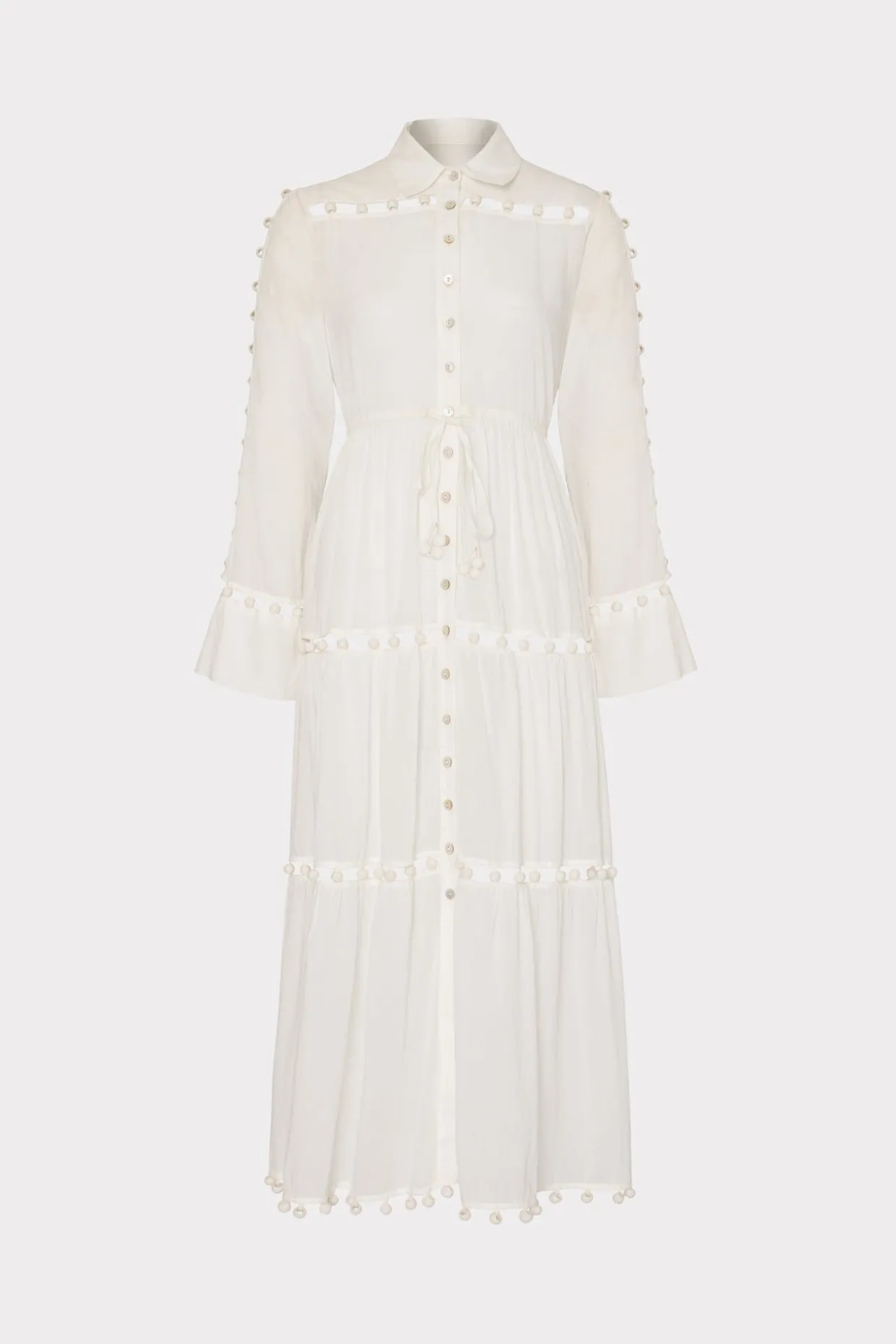 Cover-Ups-MILLY Beaded Cotton Voile Cover-Up Dress White