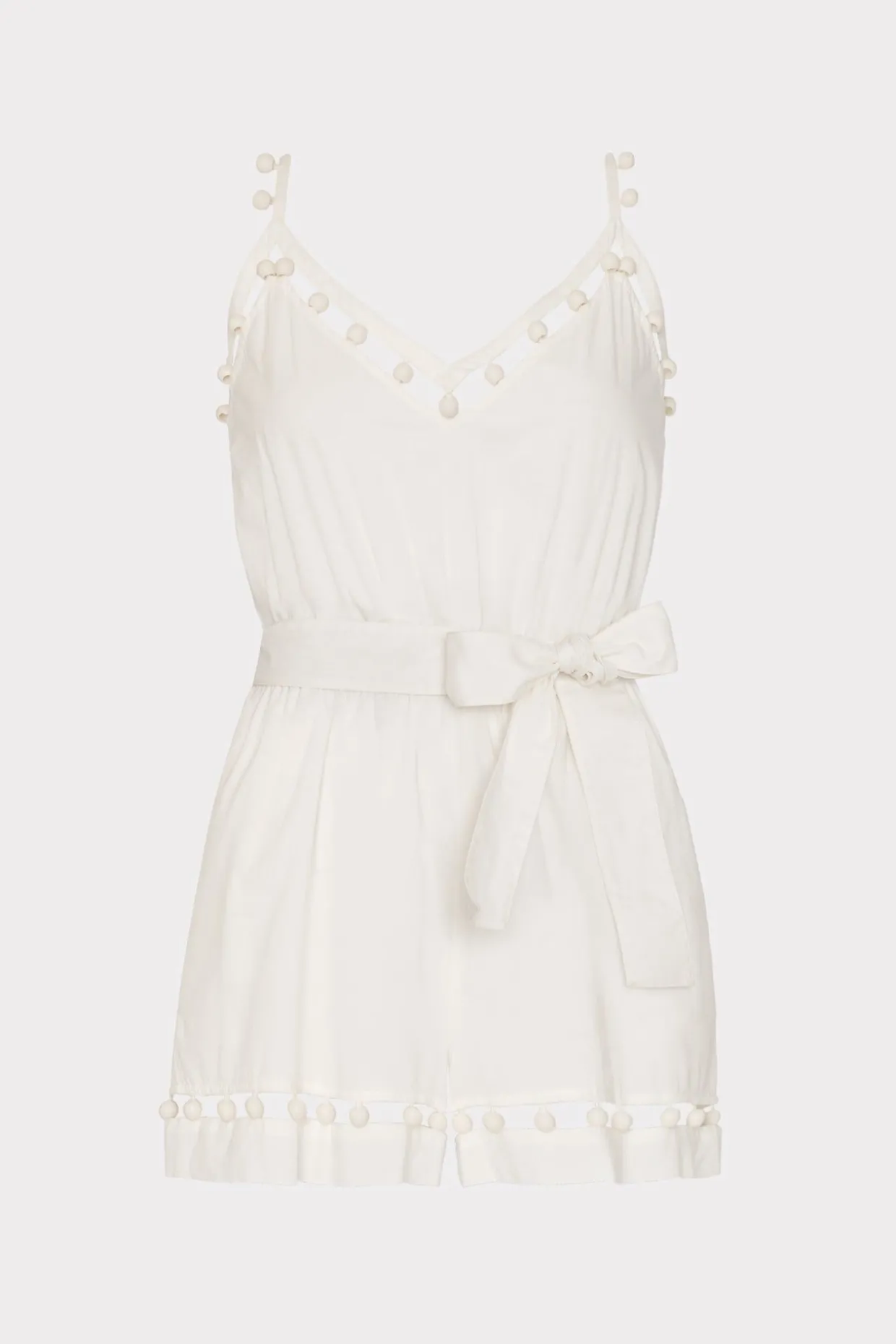 Jumpsuits & Rompers-MILLY Beaded Cotton Voile Romper White