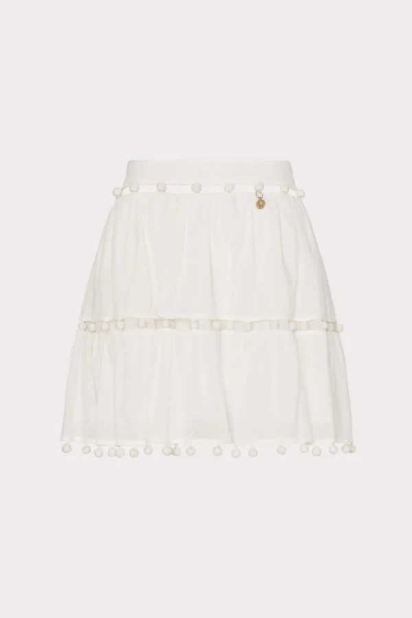 Jumpsuits & Rompers-MILLY Beaded Cotton Voile Skirt White