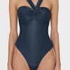 Jumpsuits & Rompers-MILLY Betsy Bandeau Shimmer One Piece Navy