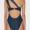 Jumpsuits & Rompers-MILLY Betsy Bandeau Shimmer One Piece Navy