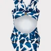 Jumpsuits & Rompers-MILLY Betsy Ocean Puzzle Bandeau One Piece Navy Multi