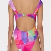 One Piece Swimsuits-MILLY Betsy Rainbow Waterfall Draped Bandeau One Piece Multi