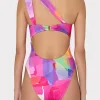 One Piece Swimsuits-MILLY Betsy Rainbow Waterfall Draped Bandeau One Piece Multi