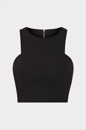 cady_sleeveless_crop_top_0-3.webp Matching Sets-MILLY Cady Sleeveless Crop Top Black