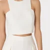 Jumpsuits & Rompers-MILLY Cady Sleeveless Crop Top Ecru
