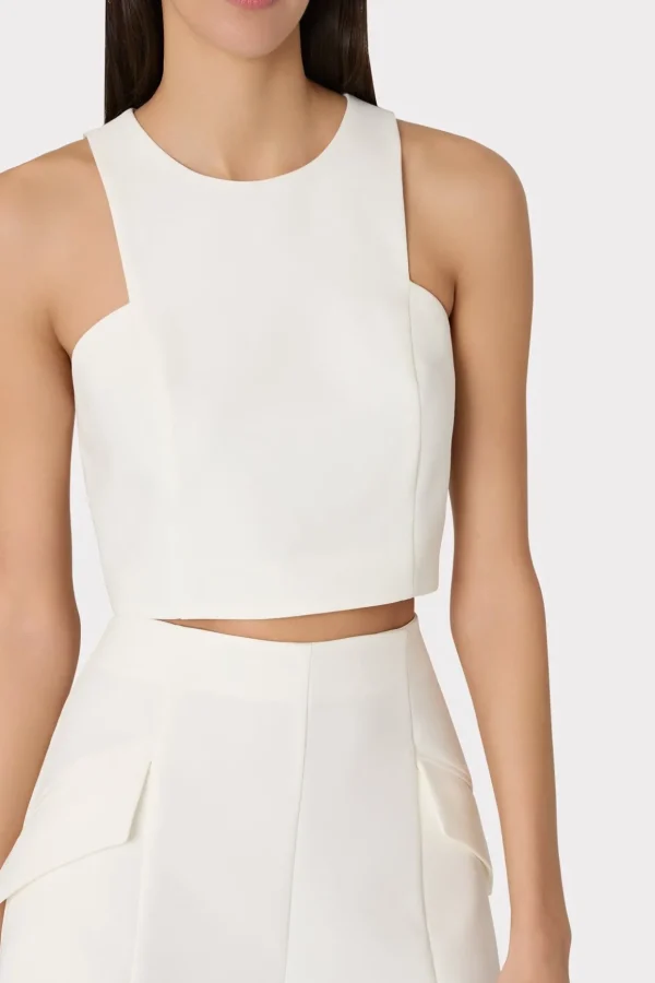 Jumpsuits & Rompers-MILLY Cady Sleeveless Crop Top Ecru