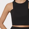Matching Sets-MILLY Cady Sleeveless Crop Top Black