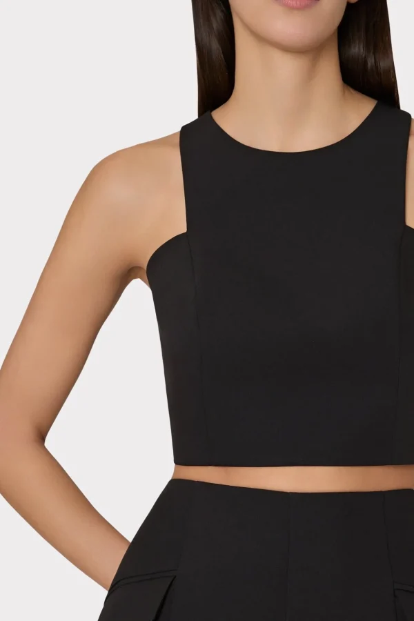 cady_sleeveless_crop_top_2.webp Jumpsuits & Rompers-MILLY Cady Sleeveless Crop Top Black