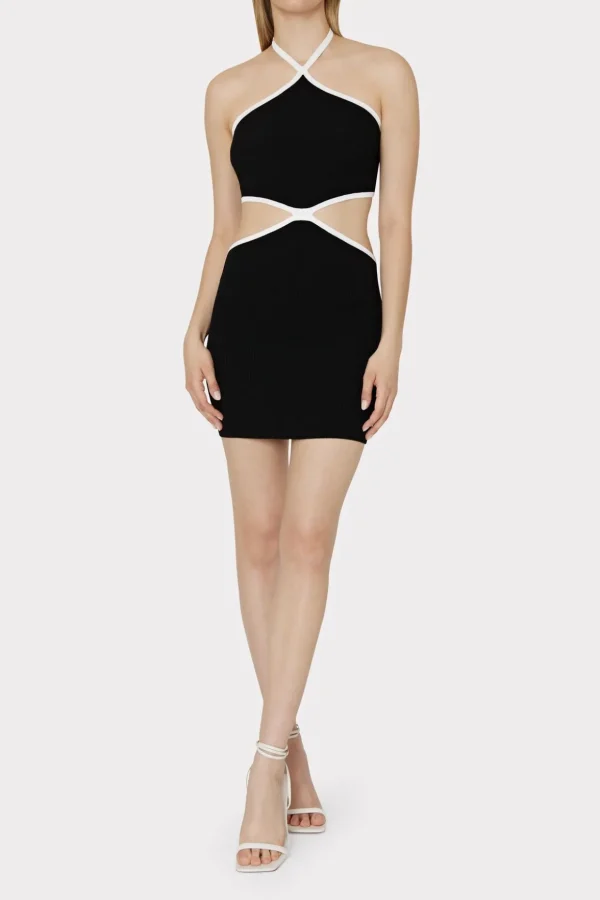 contrast_trim_halter_mini_1.webp Sundresses-MILLY Contrast Trim Halter Mini Dress Black/Ecru