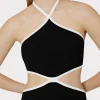 contrast_trim_halter_mini_2-2.webp Little Black Dresses-MILLY Contrast Trim Halter Mini Dress Black/Ecru