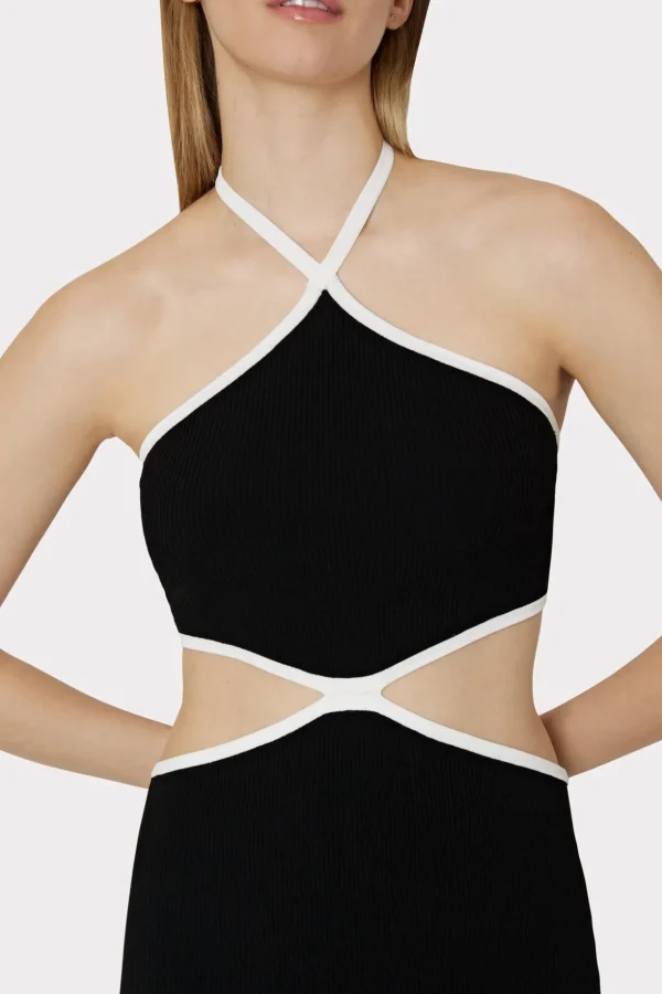 contrast_trim_halter_mini_2-2.webp Little Black Dresses-MILLY Contrast Trim Halter Mini Dress Black/Ecru
