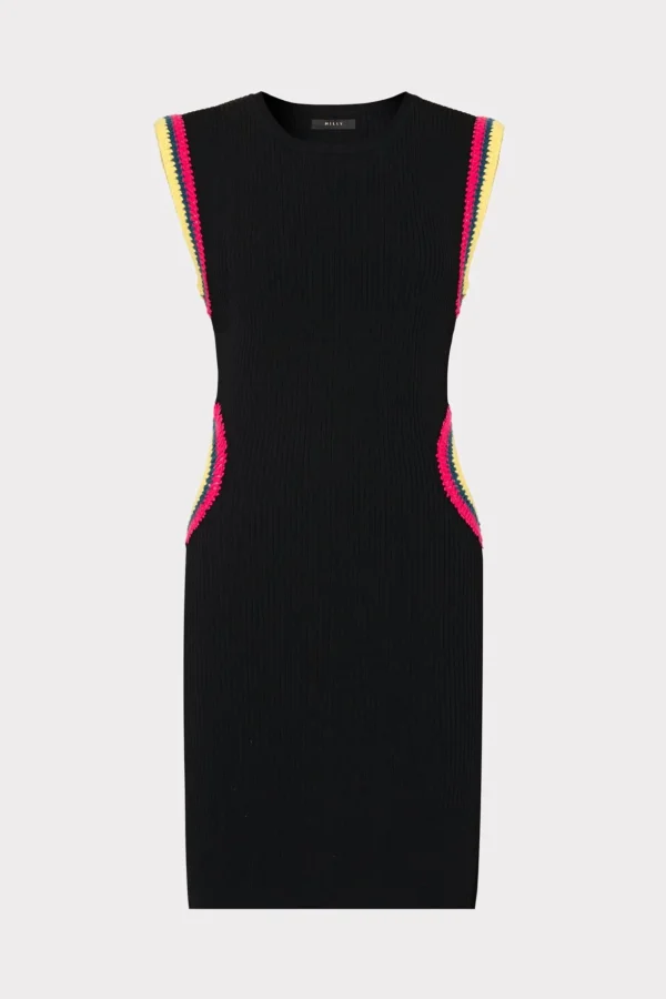 crochet_cut_out_mini_dres_0.webp Jumpsuits & Rompers-MILLY Crochet Cut Out Mini Dress Black Multi